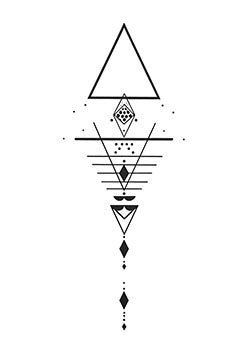 Tattoo template of a geometric abstract design with triangles and diamonds