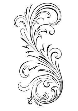 Tattoo template of a swirling floral design with intricate curves and delicate lines, evoking natural beauty and elegant refinement