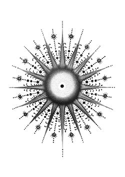 Tattoo template of a dotwork celestial explosion design.