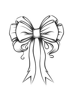 Tattoo template of a detailed ribbon bow exuding elegance and charm