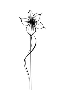 Tattoo template of a delicate floral design with flowing lines