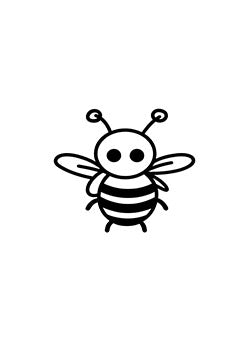 Tattoo template of a cartoon bee with big eyes