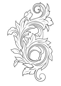 Tattoo template of a baroque leaf and swirl pattern.