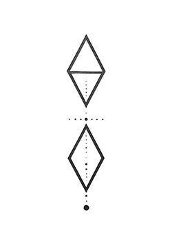 Tattoo template of geometric triangles with dot pattern