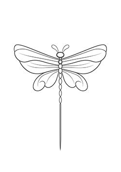 Tattoo template of a dragonfly with intricate wings