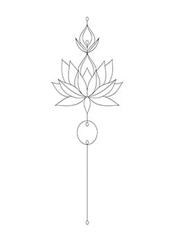 Tattoo template of a geometric lotus with a charm