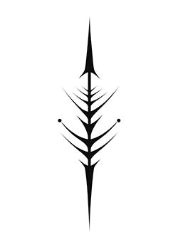 Tattoo template of a minimalist spire with branching elements