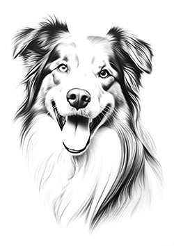 Tattoo template of a realistic dog portrait capturing joy and companionship