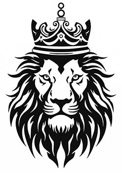 Tattoo template of a crowned lion.