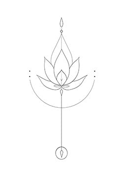 Tattoo template of a stylized lotus flower with a spear-like stem