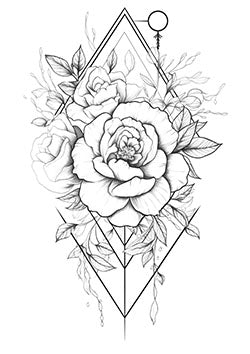 Tattoo template of a geometrical rose design