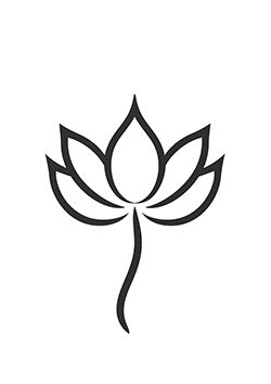 Tattoo template of a minimalist lotus flower design symbolizing purity and inner peace