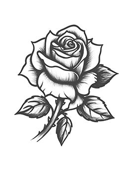 Tattoo template of a detailed black and gray rose symbolizing elegance and timeless beauty