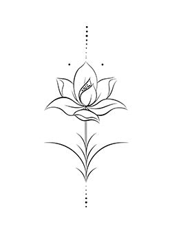 Tattoo template of a minimalist lotus flower with delicate outlines and accents