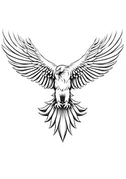 Tattoo template of an eagle with outstretched wings