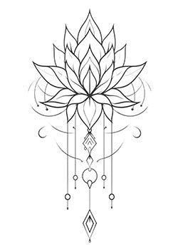 Tattoo template of a lotus flower with geometric elements exuding balance and enlightenment.