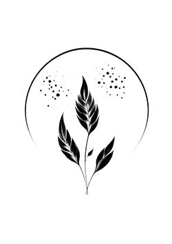 Tattoo template of three leaves in a circular frame