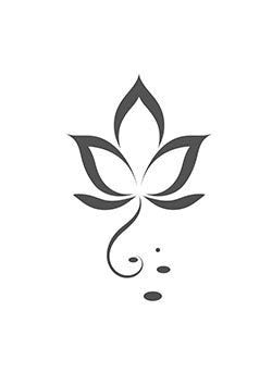 Tattoo template of a minimalist lotus flower, symbolizing purity and spiritual growth.