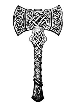 Tattoo template of a Celtic hammer with knotwork design