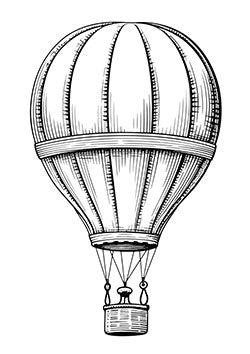 Tattoo template of a vintage hot air balloon symbolizing adventure and freedom