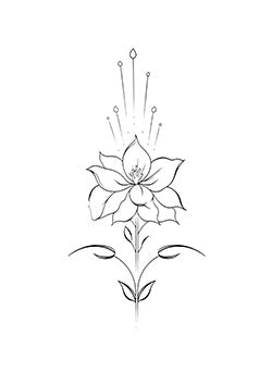 Tattoo template of a blooming flower with upward-extending petals symbolizing growth and spiritual elevation